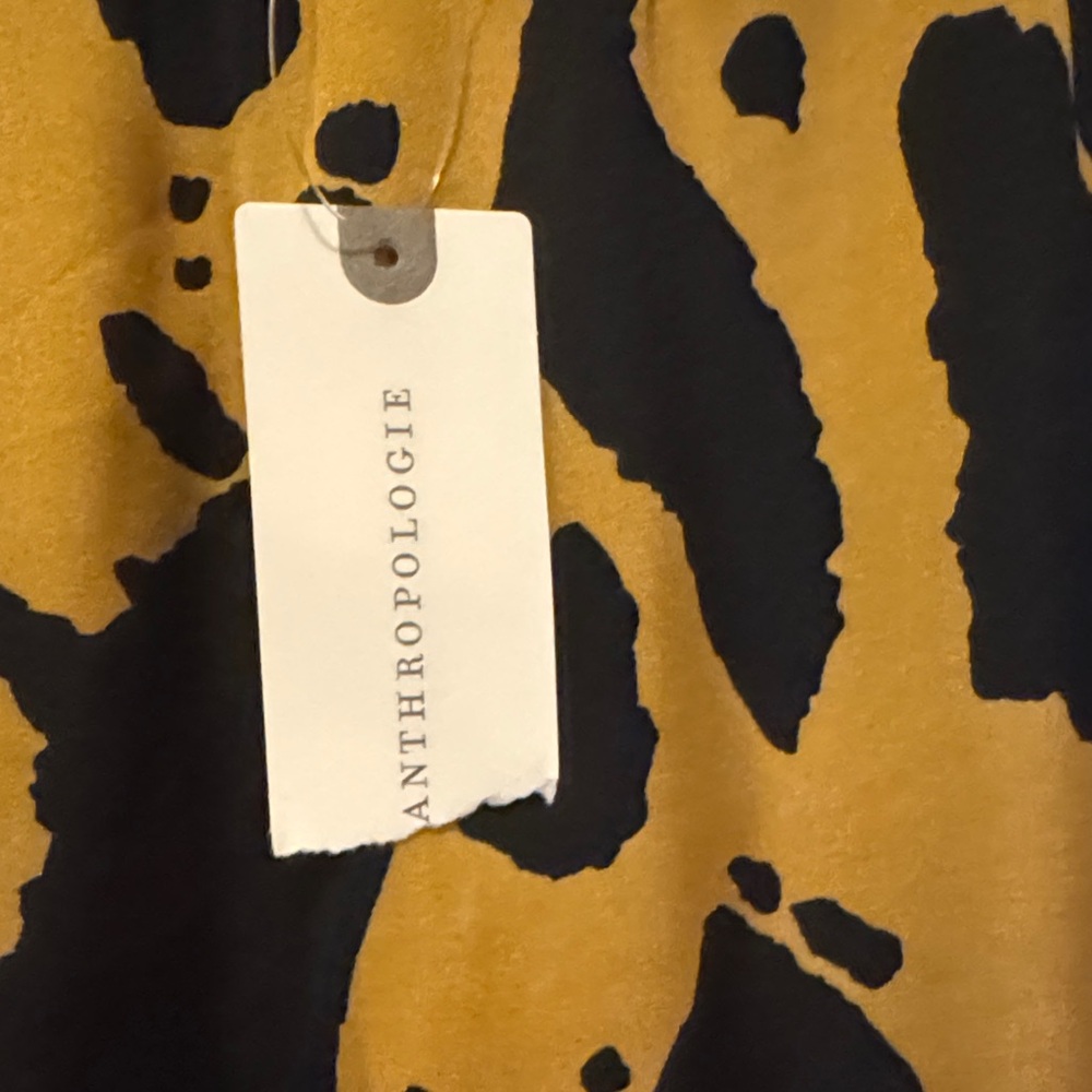 Anthropologie Black and Gold Abstract Maxi Skirt